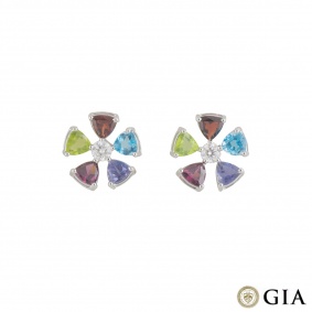 White Gold Multi-Gemstone Earrings